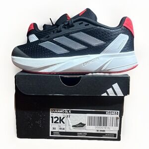 Adidas Duramo SL K Running Shoes IG2483 Black Red Sneakers Kids Size 12 NEW